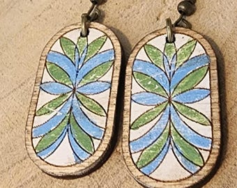 Retro Whimsy Oval Earring Laser File  - Stripped Laser File - PDF - SVG - DXF [Digital File Only] Glowforge Laser Files