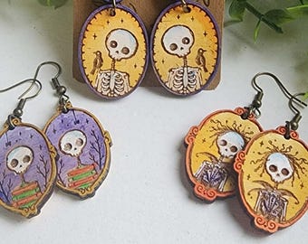 3 Skeleton Earring Laser Files-  Halloween Laser Engrave Svg Files - PDF - SVG - DXF [Digital File Only] Engraved Glowforge Thunder 2