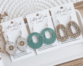 3 Unique Boho Earring Files - Boho Laser Earrings -  Svg Earring Files - PDF - SVG - DXF [Digital File Only] Engraved Glowforge Jewelry