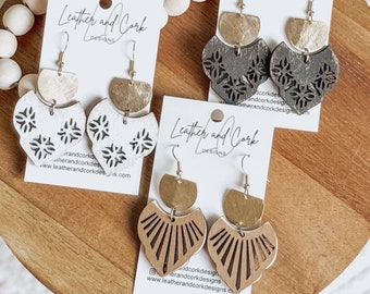 3 fichiers boucles d&#39;oreilles coupe bohème - fichiers boucles d&#39;oreilles Boho simples et rapides - fichiers boucles d&#39;oreilles laser - PDF - SVG - DXF [fichier numérique uniquement] bijoux Glowforge