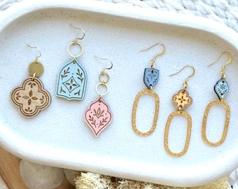 3 Mix and Match Earring Files and Connectors - Boho Laser Earring Files - PDF - SVG - DXF [Digital File Only] Engraved Jewelry