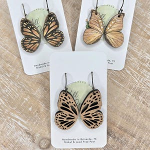 3 archivos de aretes de mariposa con láser - Archivos de aretes con grabado láser inverso - PDF - SVG - DXF [Solo archivo digital] Glowforge Laser Jewelry