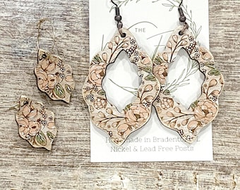 Scalloped Flower Earring File - Boho Engraved Earring - Summer Spring Laser File - PDF - SVG - DXF [Digital File Only] Glowforge Laser
