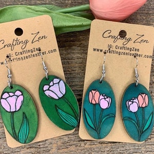 4 Tulip Earring Files - BOHO Floral Spring Flower Earring - Digital Laser File - PDF - SVG [Digital File Only] Glowforge Jewelry Earring