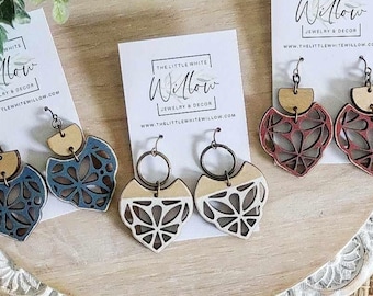 3 fichiers boucles d&#39;oreilles découpés bohèmes - fichiers boucles d&#39;oreilles Boho simples et rapides - fichiers boucles d&#39;oreilles laser - PDF - SVG - DXF [fichier numérique uniquement] bijoux Glowforge