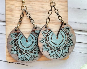 Mandala Cut Out Earring File - Boho Earring - Digital Laser File - PDF - SVG - DXF [Digital File Only] Glowforge Laser Engraved Jewelry