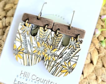 4 Wildflower Arch Earring Files - Flower Laser Earring File - PDF - SVG - DXF [Digital File Only] Glowforge Jewelry Engrave Earring File