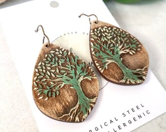 The Giving Tree Embossed - BOHO Nature Earring File - Engraved Earring - Digital Laser File - PDF - SVG [Digital File Only] Glowforge Laser