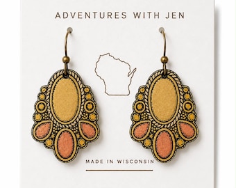Jewel Pendent Concho Engrave Earring File - Boho Earrings - Lightburn Laser Files - PDF - SVG - DXF [Digital File Only] Jewelry Files