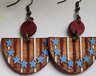 4th of July Stars Laser Earring Files and Connector -  Earring Design - Digital Laser File DXF - PDF - SVG [Digital File Only] 2