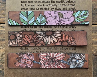 5 Leather Cuff Bracelet Files - Flower Leather Bookmark File - BOHO Western - Digital Laser File - PDF - SVG [Digital File Only] Glowforge