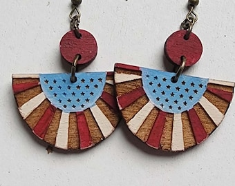Patriotic Star and Stripe Bunting Laser Earring Files and Connector - Digital Laser File DXF - PDF - SVG [Digital File Only]
