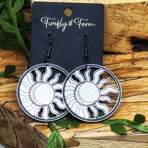 Sun Moon Earring Design - Boho Celestial Inspired Earring - Digital Laser File - PDF - SVG - DXF [Digital File Only] Glowforge