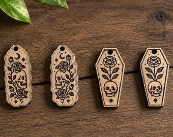 2 Skull Moon Stars Earring Laser Files-  Svg Files - PDF - SVG - DXF [Digital File Only] Engraved Glowforge Thunder