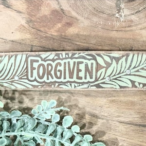 Forgiven Leather Cuff Bracelet Files - Faith Leather SVG - Christian Engraved Leather Digital Laser File - PDF - SVG [Digital File Only] 1