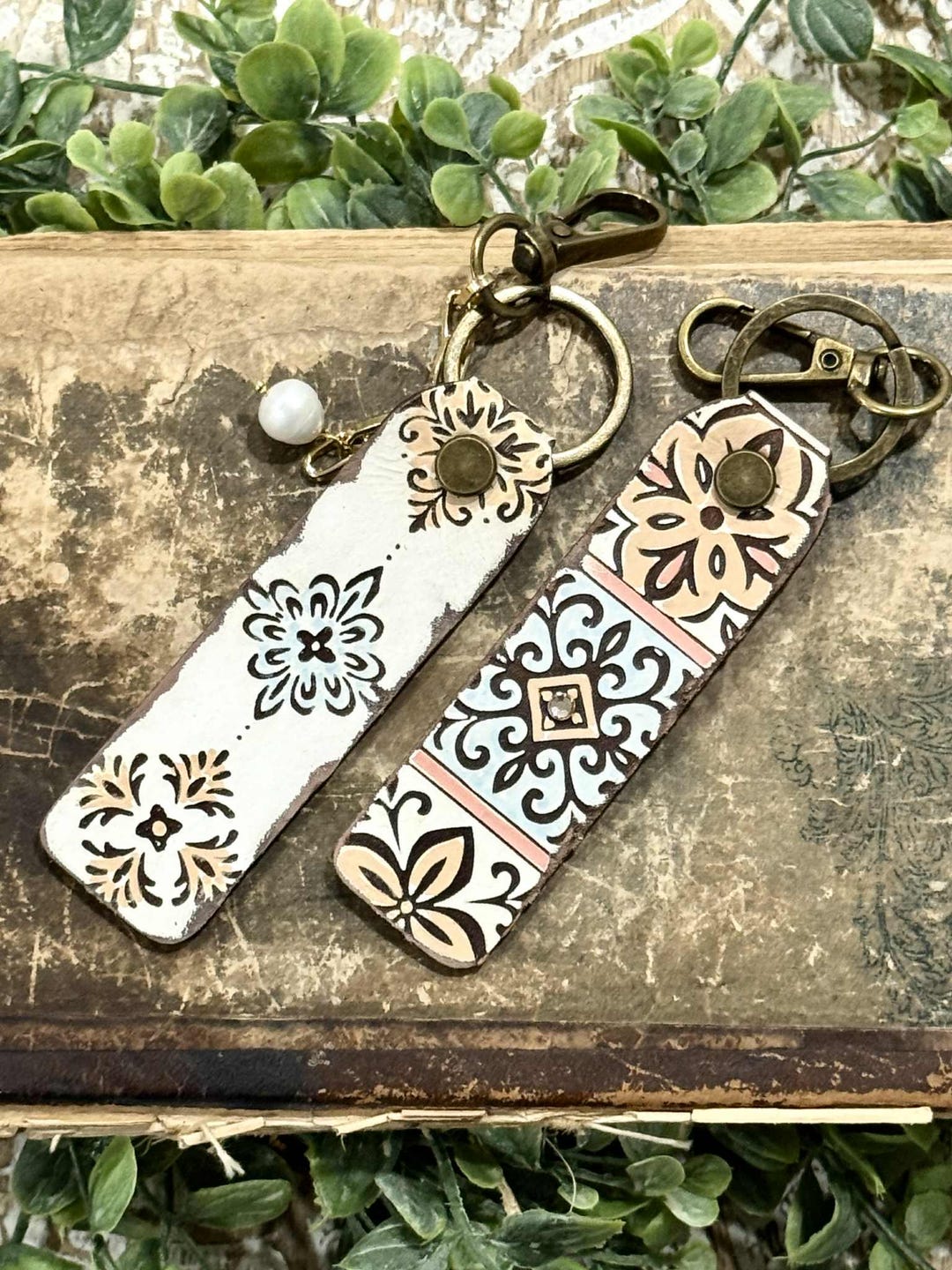 Key Chain File 2 Ornate Boho Leather Keychain Files - Keychain Leather Laser File ...