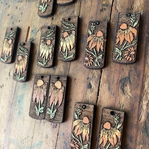 5 Sunflower Wide Bar Earring Files - Reverse Engrave Laser Earring Files -  PDF - SVG - DXF [Digital File Only] Glowforge Laser Jewelry