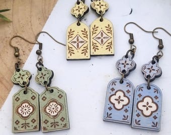 3 Morrocan Mediterranean Earring Files - Boho Laser Earrings -  Laser Earring Files - PDF - SVG - DXF [Digital File Only] Engraved Jewelry
