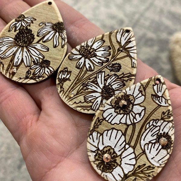 3 Flower Laser Earring Files - Boho Earring - Digital Laser File - PDF - SVG -DXF [Digital File Only] Glowforge Laser Cut Jewelry