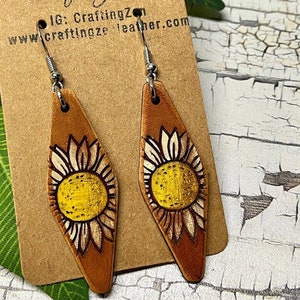 Langer Sonnenblumen Ohrring - Boho Blumen Frühlingsblumen Ohrring - Digitale Laser Datei - PDF - SVG - DXF [Nur digitale Datei] Glowforge Schmuck