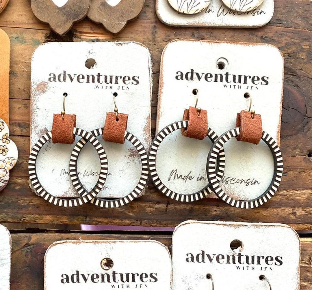 3 Hoop Earring Files Boho Engraved Earring Digital Laser File PDF SVG DXF digital File Only