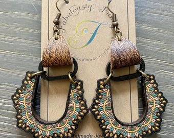 3 fichiers boucles d&#39;oreilles mandala bohème et connecteurs - fichiers boucle d&#39;oreille laser - PDF - SVG - DXF [fichier numérique uniquement] bijoux Glowforge 3