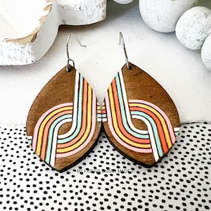 6 Geometric Retro Earring Files - Boho Vintage Laser Earring SVG - Laser File - PDF - SVG [Digital File Only] Glowforge Laser Jewelry File