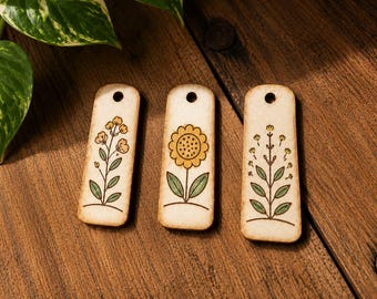 3 Floral Whimsy Wild Flower Bookmark and Keychain Laser Files-  Svg Bookmark Files - PDF - SVG - DXF [Digital File Only] Engraved Glowforge
