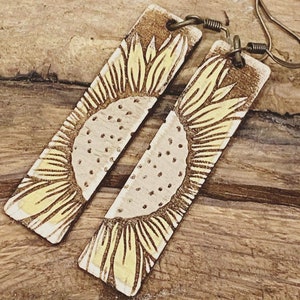 Arquivo de brinco de girassol - Brinco de flor BOHO - Formato de brinco em barra - Arquivo digital a laser - PDF - SVG [somente arquivo digital] Joias Glowforge