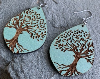 The Giving Tree - BOHO Nature Earring File - Engraved Earring - Digital Laser File - PDF - SVG [Digital File Only] Glowforge Laser Cut