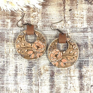 Circle Cut Out Flower Earring File - Boho Engraved Earring - Summer Spring Laser File - PDF - SVG - DXF [Digital File Only] Glowforge Laser