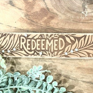 Redeemed Leather Cuff Bracelet Files - Faith Leather SVG - Christian Engraved Leather Digital Laser File - PDF - SVG [Digital File Only] 4