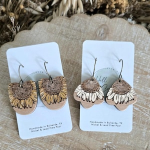 2 fichiers de boucle d'oreille tournesol - boucles d'oreilles laser bohèmes - fichier boucle d'oreille laser - PDF - SVG - DXF [fichier numérique uniquement] laser Glowforge
