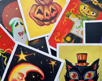 halloween: original mini gouache paintings
