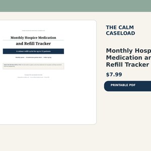 Monthly Hospice Medication Refill Tracker | 15 Patient RN Planner | Editable Nurse Workflow Template