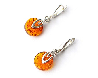 Natural Baltic Amber Drop Earrings with Sterling Silver, Amber Jewelry gift