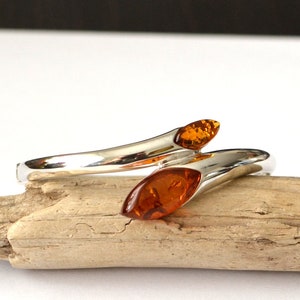 Baltic Amber cuff Bracelet, gemstone Sterling Silver Bracelet, amber Jewelry birthday gift idea healing jewelry crystl silver amber bracelet image 2