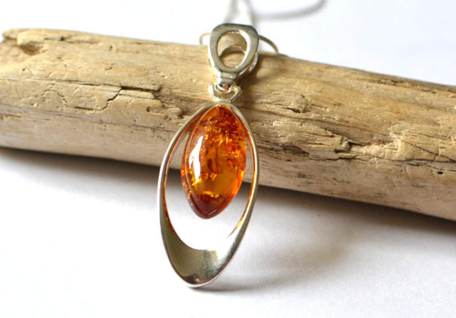 Amber Necklace Natural Amber Pendant Amber Jewellery Real  Etsy