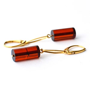 Amber Drop Earrings with Gold Plated Silver, Amber earrings gift for her, Natural Baltic Amber Jewelry