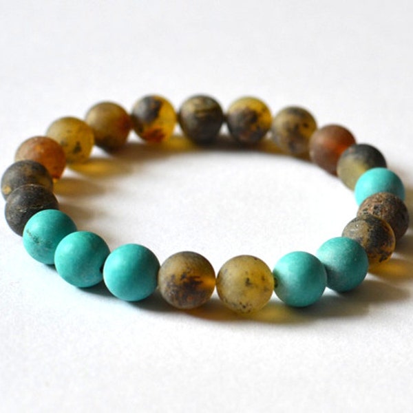 Genuine baltic amber bracelets, amber jewelry, amber and turquoise