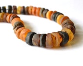 Amber Necklace Orange Brown Rustic Boho Earth Toned Necklace Genuine Amber Statement OOAK Necklace