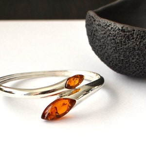 Baltic Amber cuff Bracelet, gemstone Sterling Silver Bracelet, amber Jewelry birthday gift idea healing jewelry crystl silver amber bracelet image 10