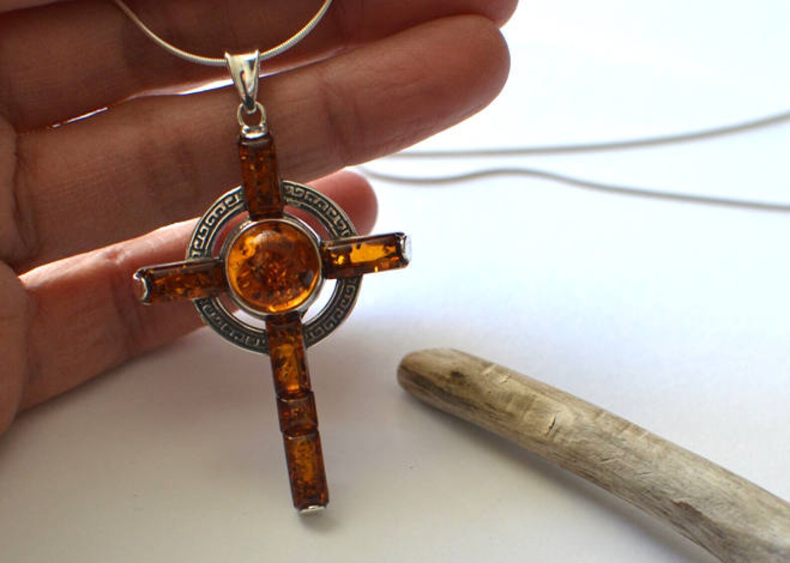 Amber Cross Necklace Mens Amber Pendant Silver Amber Cross Etsy