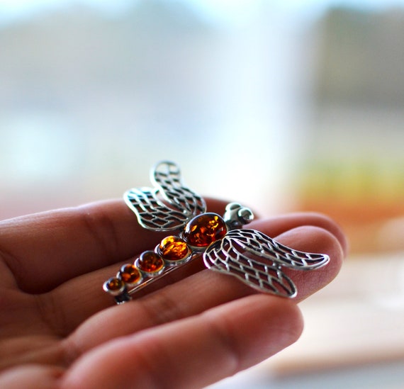 Silver clearance dragonfly brooch