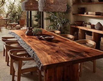 Walnut Wood Dining Table, Custom Handmade Furniture, Solid Wood Kitchen Table, Modern Dining Room Table