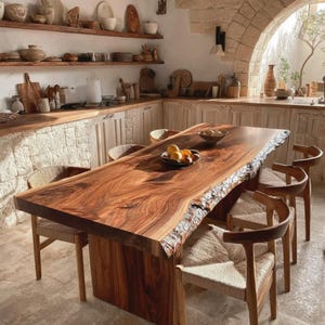 Live Edge Solid Walnut Table, Handmade Dining Furniture, Custom Kitchen Table, Natural Rustic Wood Table