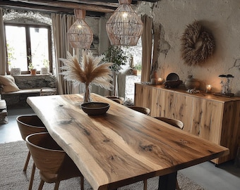 Walnut Farmhouse Dining Table, Solid Wood Kitchen Furniture, Handmade Custom Table, Rustic Wood Table