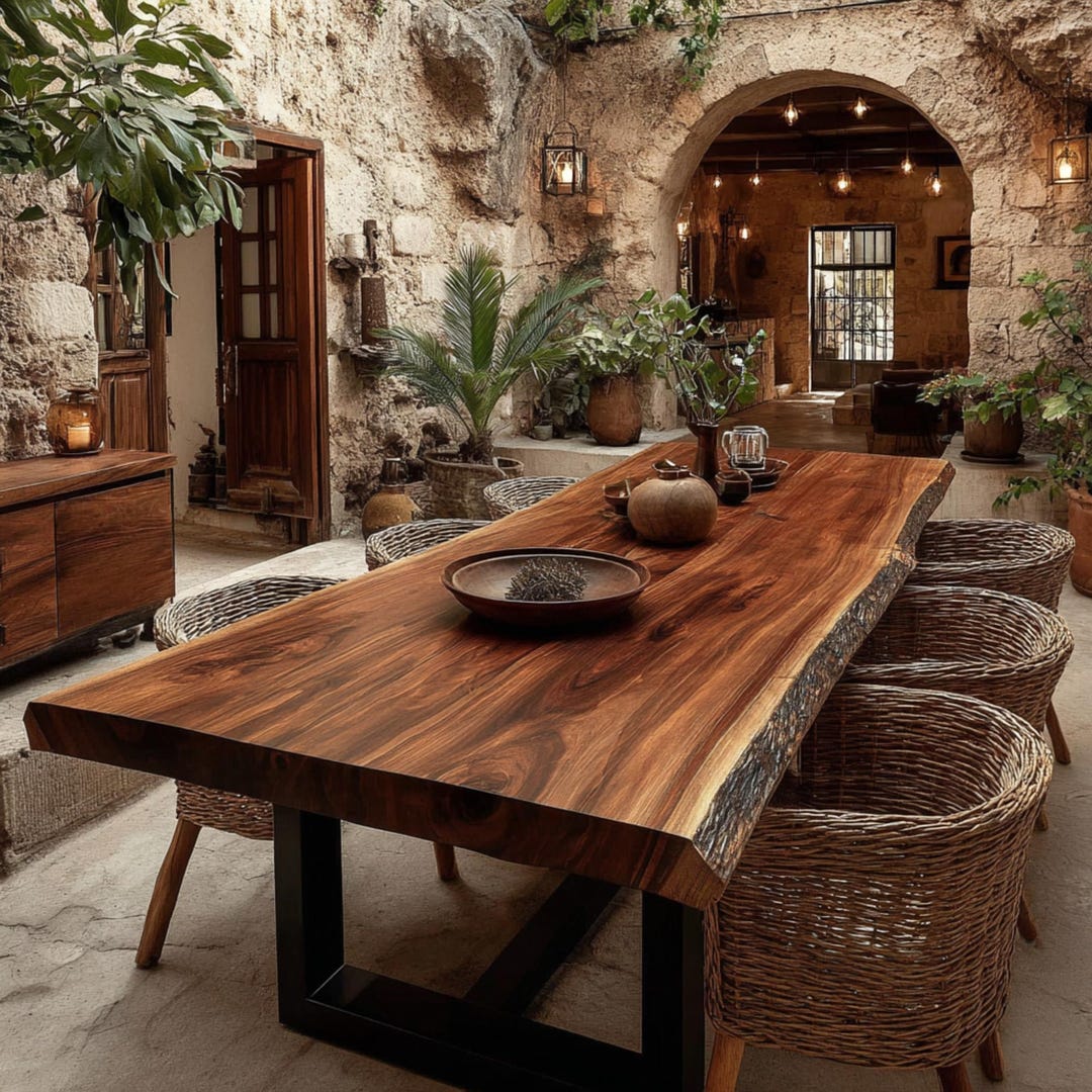 Natural Solid Walnut Table, Custom Handmade Dining Table, Modern ...