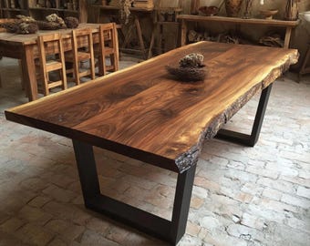 Handmade Walnut Wood Table, Solid Hardwood Dining Furniture, Custom Kitchen Table, Modern Farmhouse Table