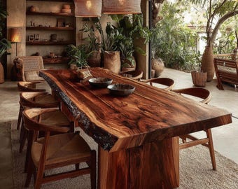 Modern Solid Walnut Table, Handmade Dining Furniture, Custom Size Kitchen Table, Natural Hardwood Table